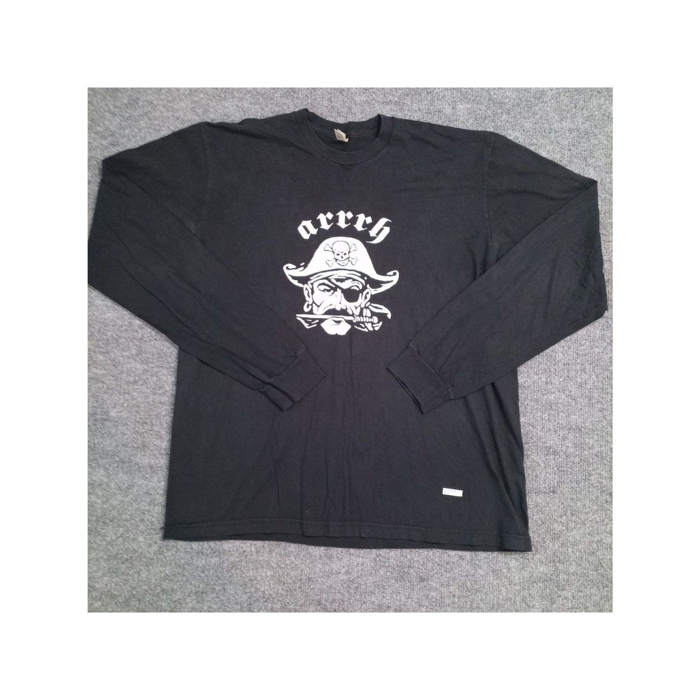 Crush Pirate Skull Graphic Long Sleeve T Shirt Men Medium Black American Apparel